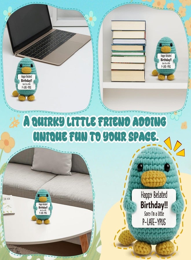 Frabaca Funny Belated Birthday Gift for Women Men - Mini Handmade Crochet Platypus Plush with Humorous Message Card, Cute Gag Gift for Best Friends, Family & Coworkers, Unique Late Birthday Present - Image 4